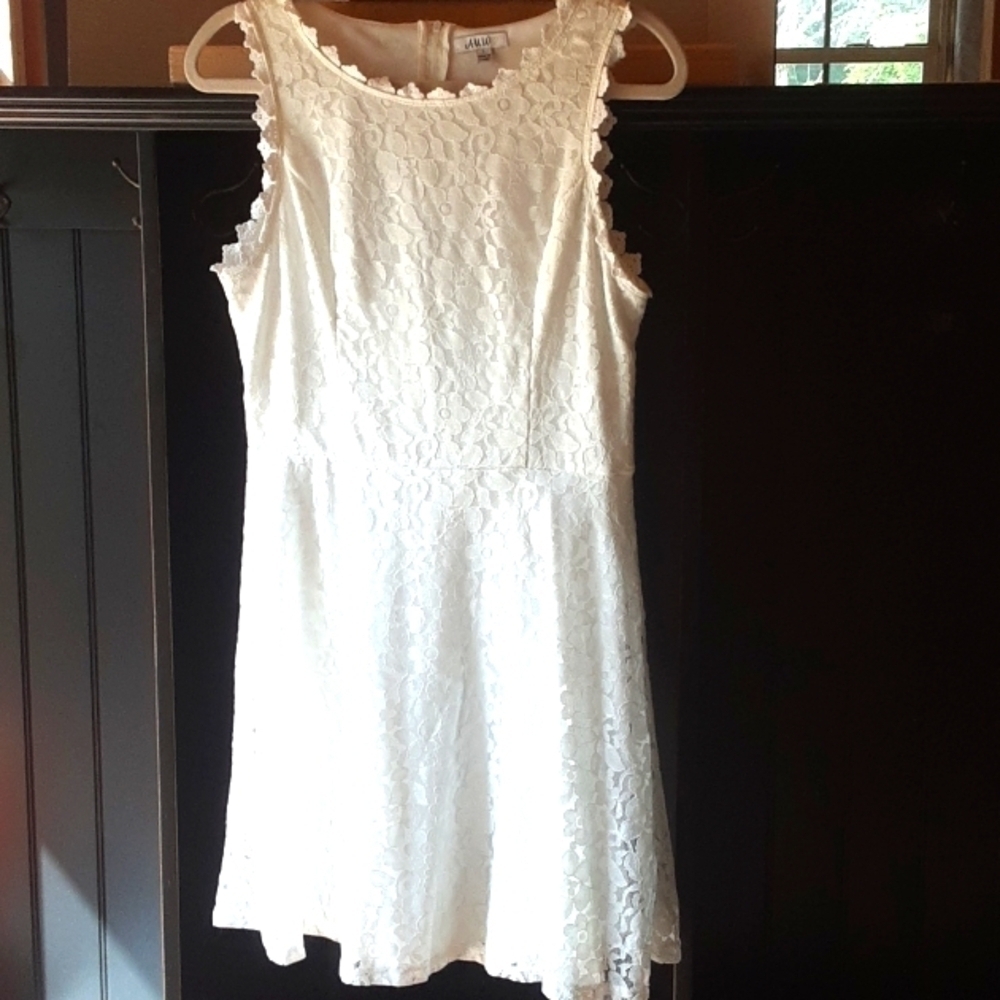 AUW lace sleeveless dress,late 90's creamy white color sizeL